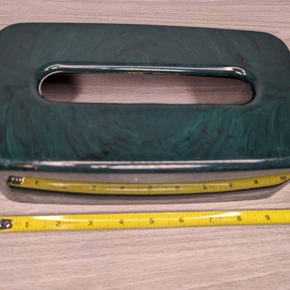Vintage Hygiene Industries Green/Black Faux Marble Plastic Tissue Cover - Picture 11 of 11